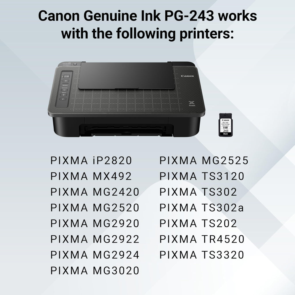 Canon PG-243 Black Ink Cartridge Compatible to printer iP2820 MX492, MG2420, MG2520, MG2920, MG2922, MG2924 MG3020, MG2525, TS3120, TS302, TS202 and TR4520
