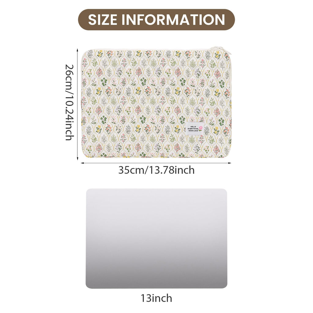 HICARRY Cute Puffy Laptop Sleeve Aesthetic Flower Print Quilted Laptop Case Puffer Cute Laptop Protective Case