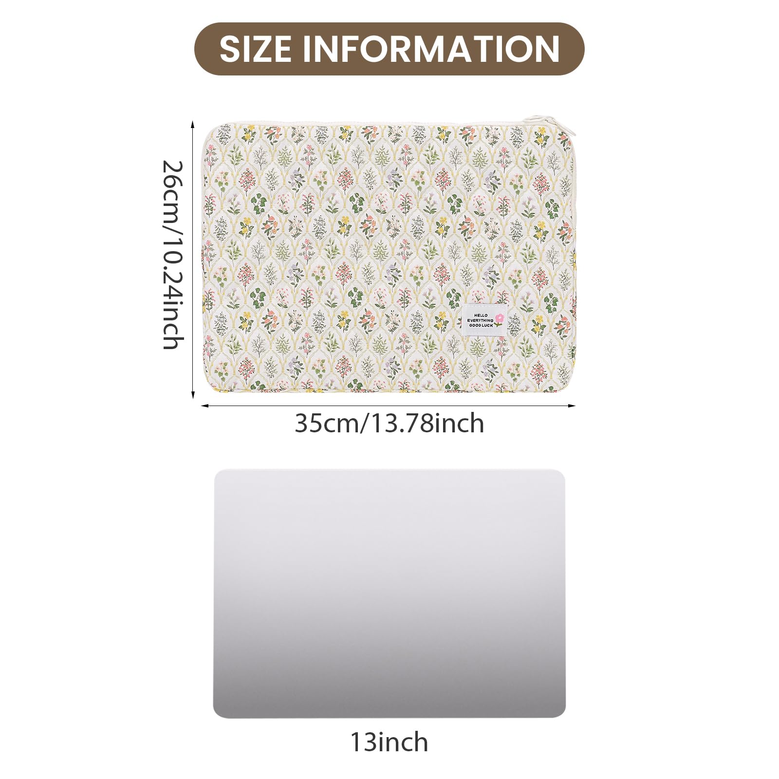 HICARRY Cute Puffy Laptop Sleeve Aesthetic Flower Print Quilted Laptop Case Puffer Cute Laptop Protective Case