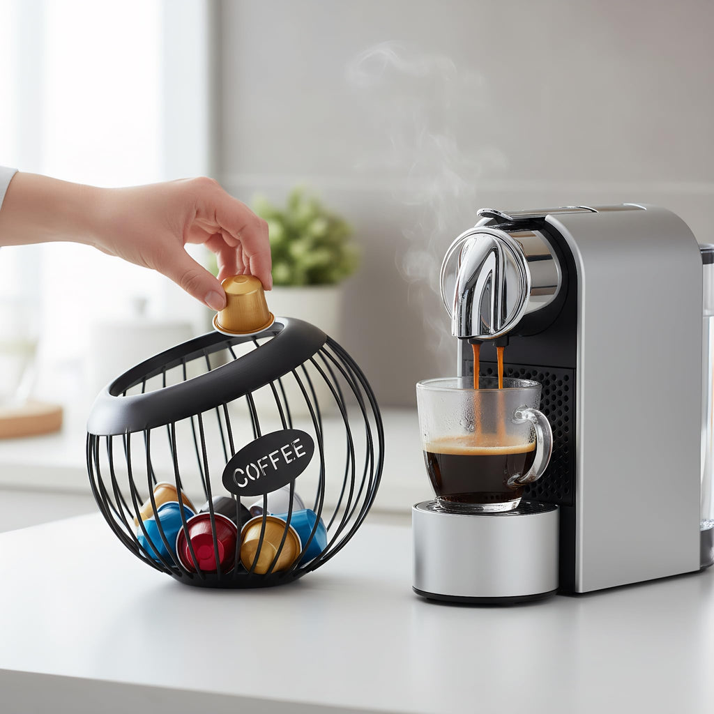 TOPZEA Coffee Pod Holder, Large Capacity K Cup Holder Metal Coffee Capsule Storage Basket, Espresso Pods Organizer for Counter, Bar Station Accessories