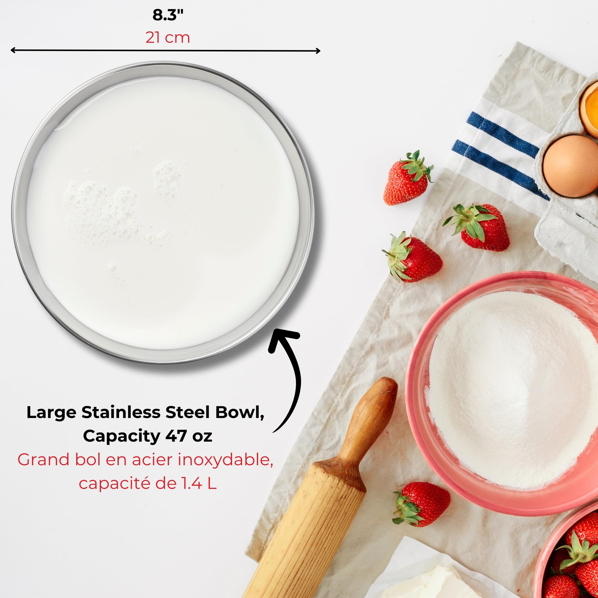 Starfrit Digital Baking Kitchen Scale - Stainless Steel Removable Bowl - 11 lb / 5 kg Capacity - Black
