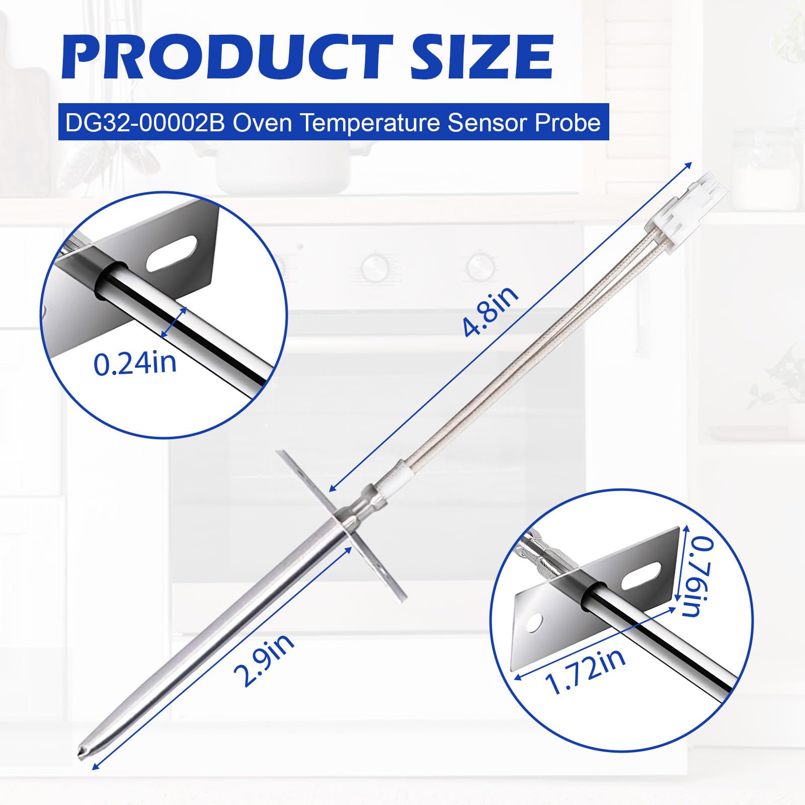 DG32-00002B Oven Temperature Sensor Probe Compatible with Samsung Oven Temp Sensor Range, Replacement Parts AP4343210, DG32-00002A, PS2567734, PS4240743, EAP2567734