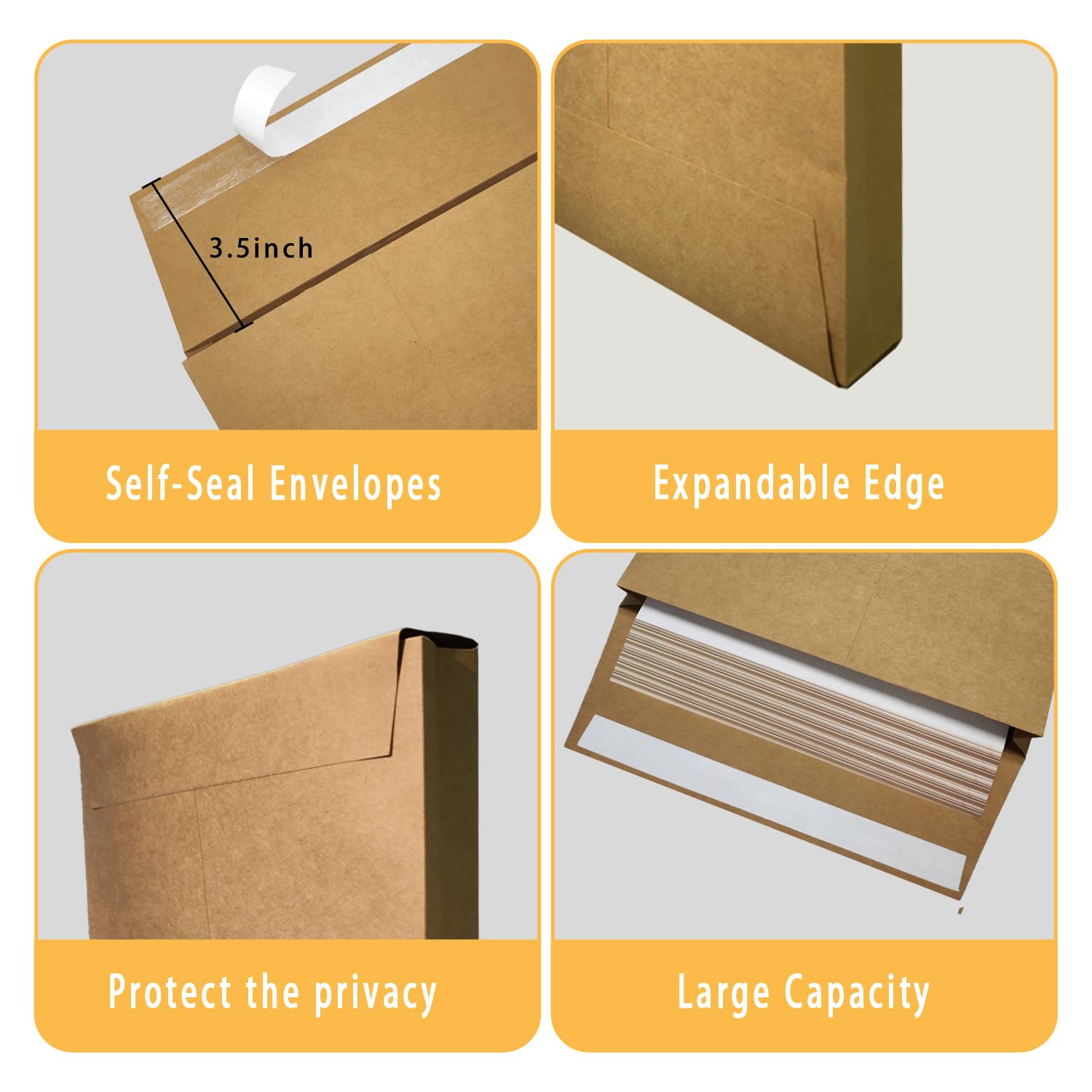 Tanshuqin 10.24" x 15.6" Expandable Envelopes Large Kraft Envelopes Catalog Envelopes for Home Office Business Storage and Organizing, Photos, Documents (20 PCS)