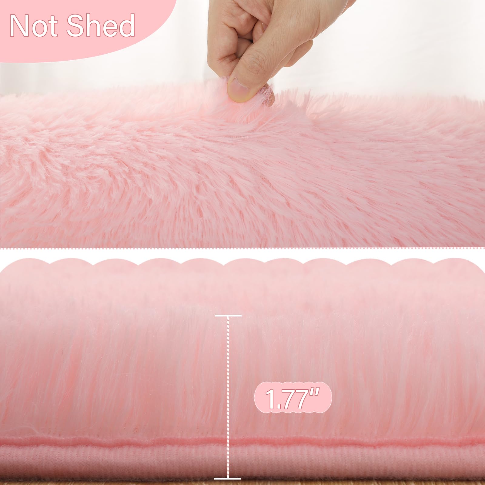 LOCHAS Ultra Soft Children Rugs Room Mat Modern Shaggy Area Rugs Home Decor 2.6' x 5.3', Pink