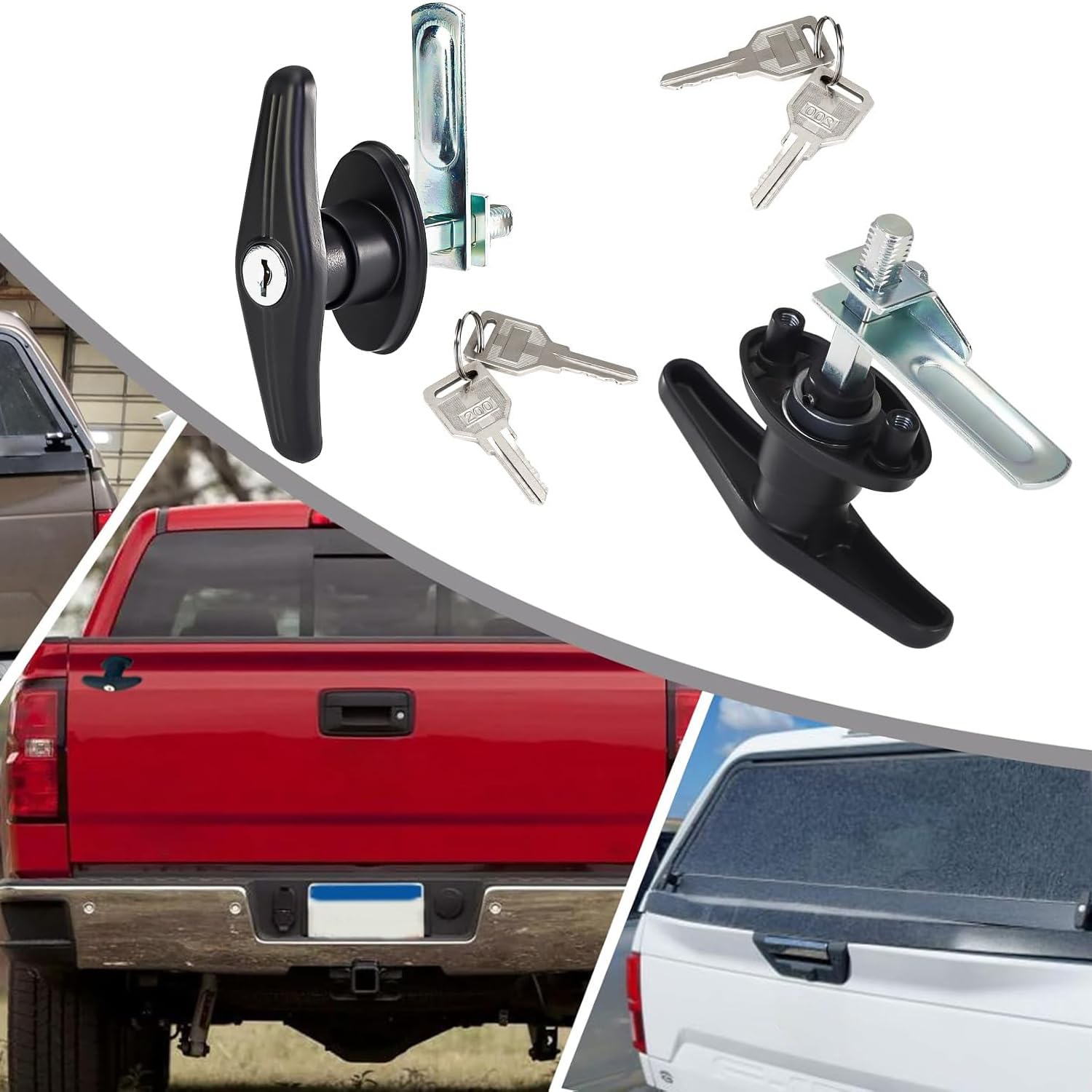 1 Pair Heavy Duty RV T-Handle Locks with Keys, Metal Truck Cap Locks, Universal Replacement T-Handle Locks for RV, Truck, Camper, Trailer (Left & Right)