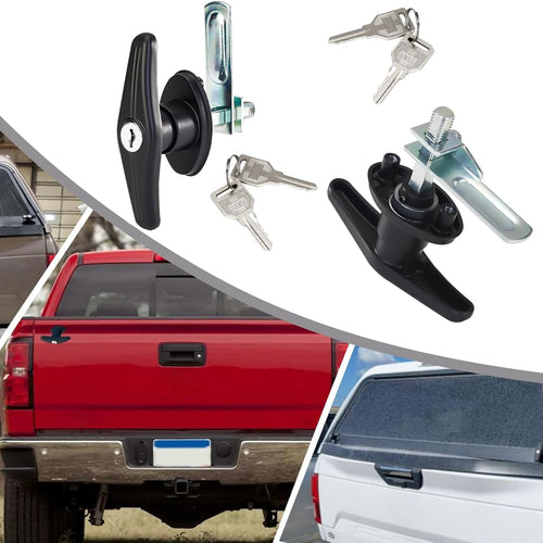 1 Pair Heavy Duty RV T-Handle Locks with Keys, Metal Truck Cap Locks, Universal Replacement T-Handle Locks for RV, Truck, Camper, Trailer (Left & Right)