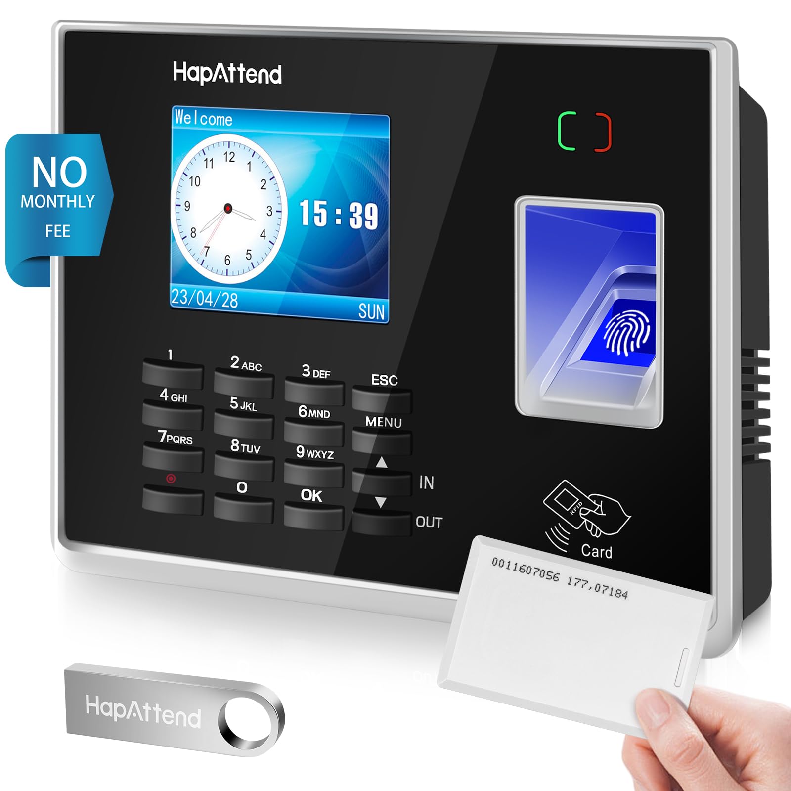 RFID Cards for Time Clock TC1 TC2 MB1 MB2 - Thin RFID Proximity Employee Badges for HapAttend H1 H2 H3 Time Clocks Small Business (10 Pack)