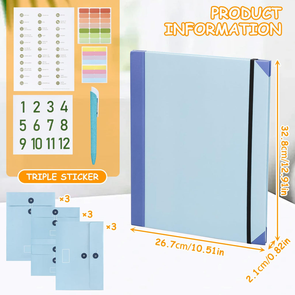 If i Die Binder - Veleron Life Organizer,Important Document Organizer,in Case I Die Document Folder,Document Organizer Folio with Pockets File Home School Office Supplies (Blue)