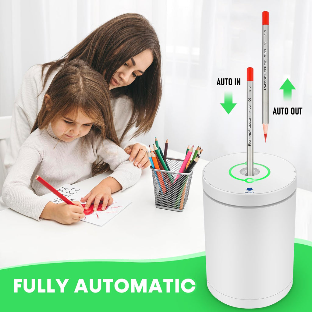 Fully Automatic Electric Pencil Sharpener,Rechargeable Smart Pencil Sharpener.Suitable for No. 2/Colored Pencils (6-8 mm),Applicable to School/Classroom/Office/Home