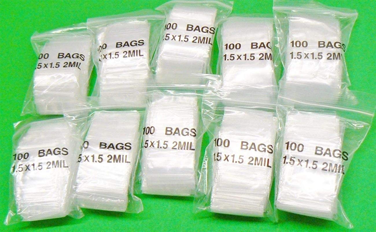 Mini Zip Clear Lock Bags 1.5 X 1.5 Inch (1000 Bags) 2 Mil