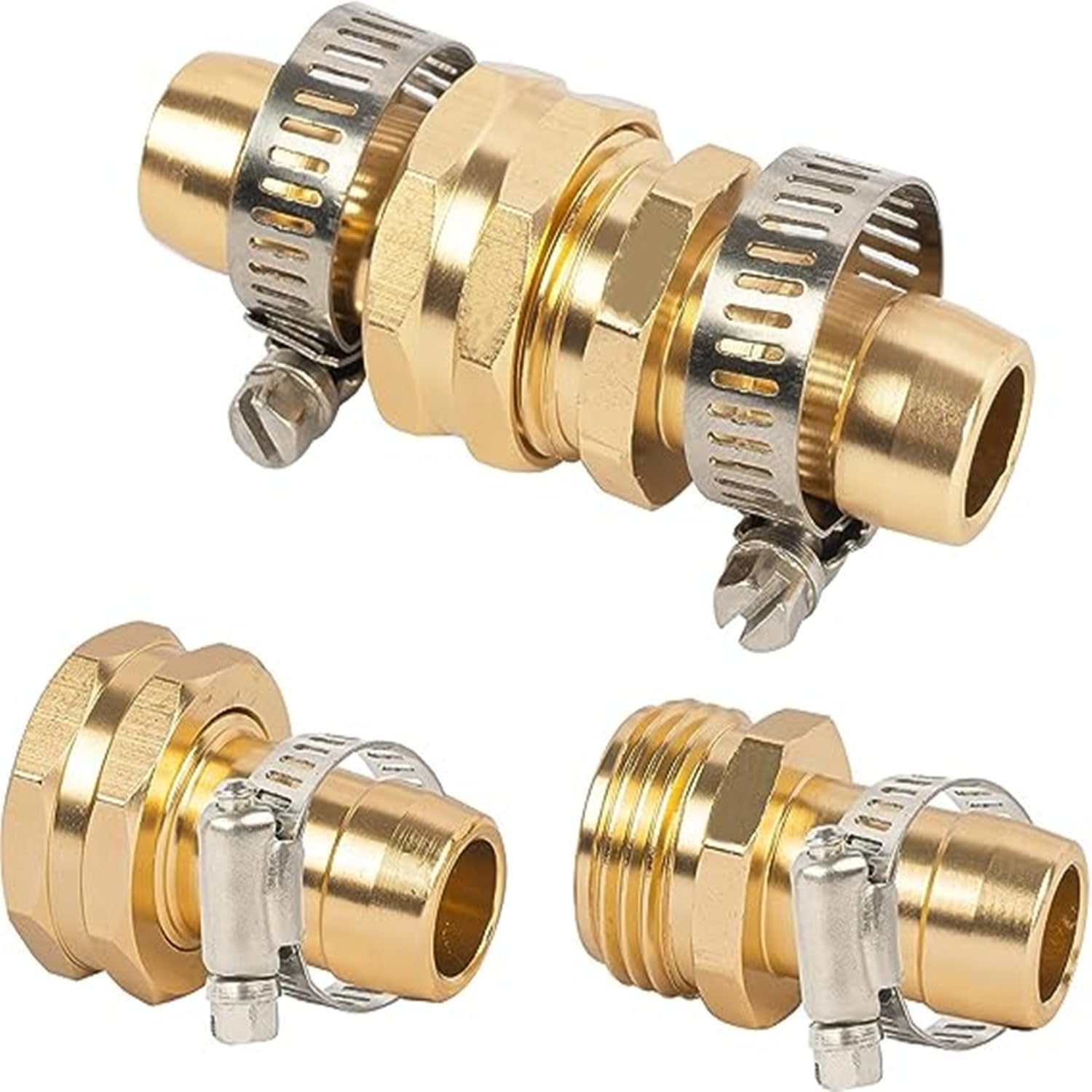 6 Pack Garden Hose Repair Kit with Stainless Clamp, Water Hose Mender Female and Male Hose Connector with Clamps, Fit 5/8" and 3/4" Rubber Garden Hose