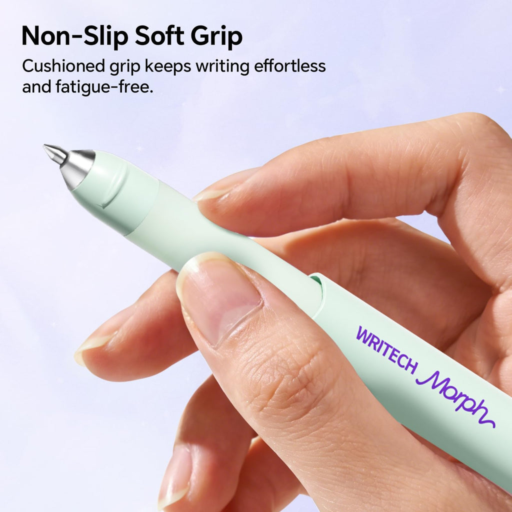 WRITECH Gel Pen Fine Point: 0.7mm Black Ink Mini to Full Size Soft Grip Portable Extendable Pocket Pen Set with 2 Pens and 2 Refills