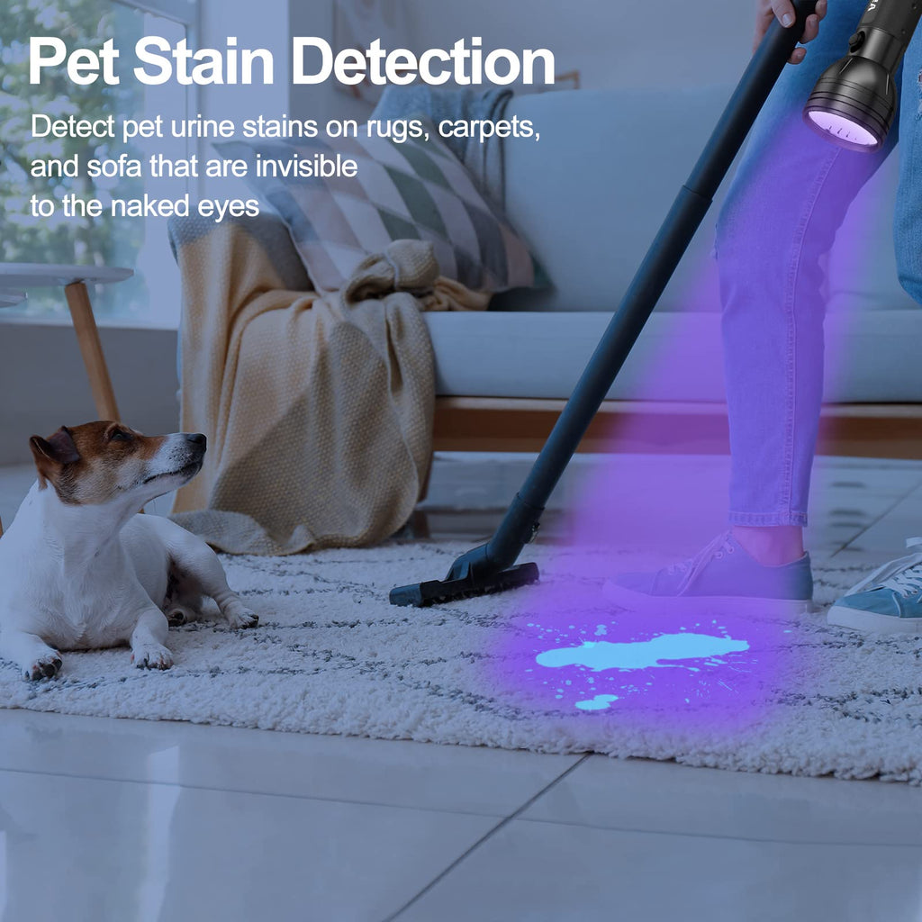 Black Light UV Flashlight, Vansky Upgraded 51 LED Ultraviolet Blacklight Pet Urine Detector for Dog/Cat Bed Bug (Batteries are included)