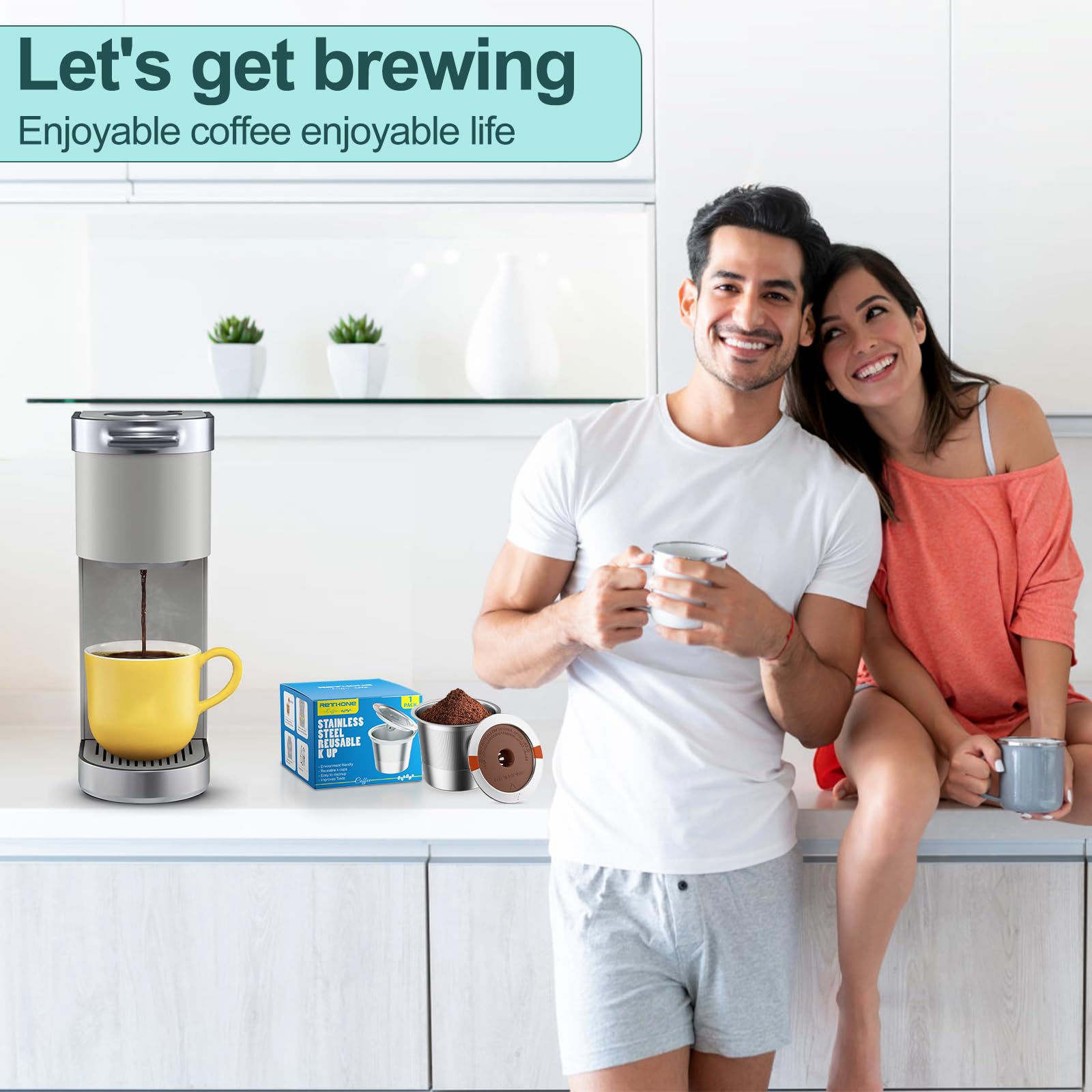 RETHONE K Cup Reusable Coffee Pods, Universal Stainless Steel Reusable K Cups Compatible with Keurig 1.0 & 2.0 Coffee Machines Brewers Refillable K Cups