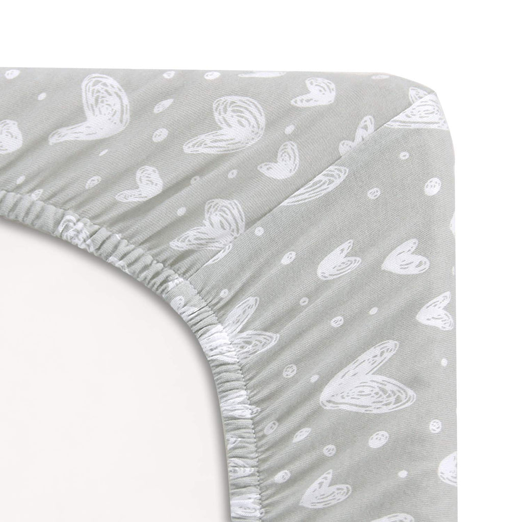 Biloban Pack and Play Sheets, 2 Pack, 100% Natural Cotton Jersey Knit Fitted for Pack and Play Playard, Soft Breathable, Preshrunk, Gray Stars