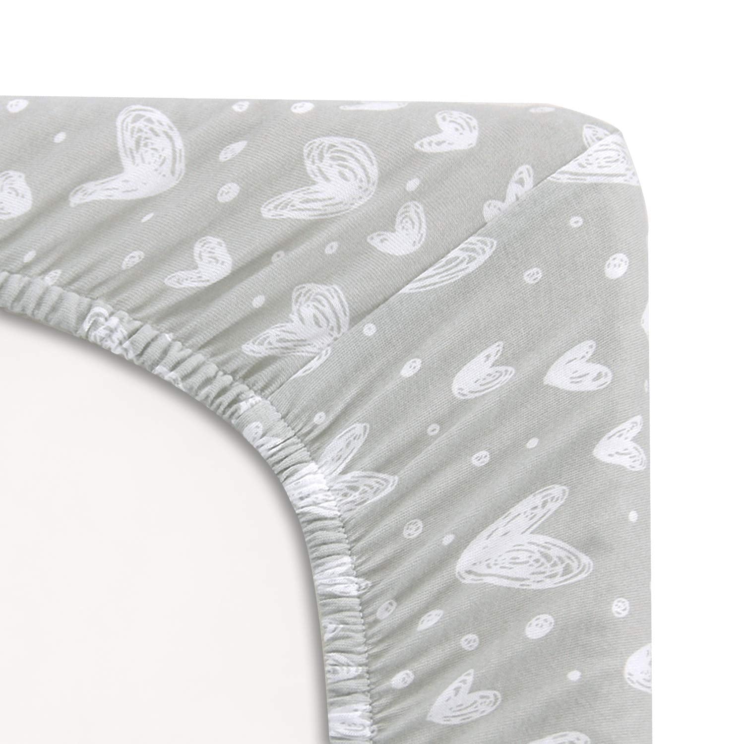 Biloban Pack and Play Sheets, 2 Pack, 100% Natural Cotton Jersey Knit Fitted for Pack and Play Playard, Soft Breathable, Preshrunk, Gray Stars