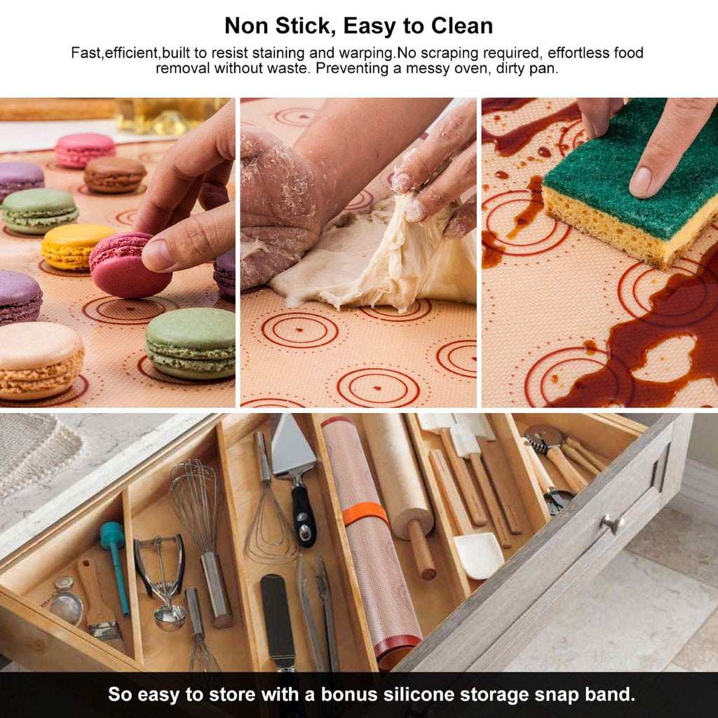 Silicone Macaron Baking Mat Kit - 16pcs Set, Macaroon Baking Mat Set of 2 Half Sheet Macaron Silicone Mat Nonstick Macaron Mat Sheet,6 Piping Tip,2 Piping Bag with 3 Bag Tie, 2 Coupler (11.6"x16.5")