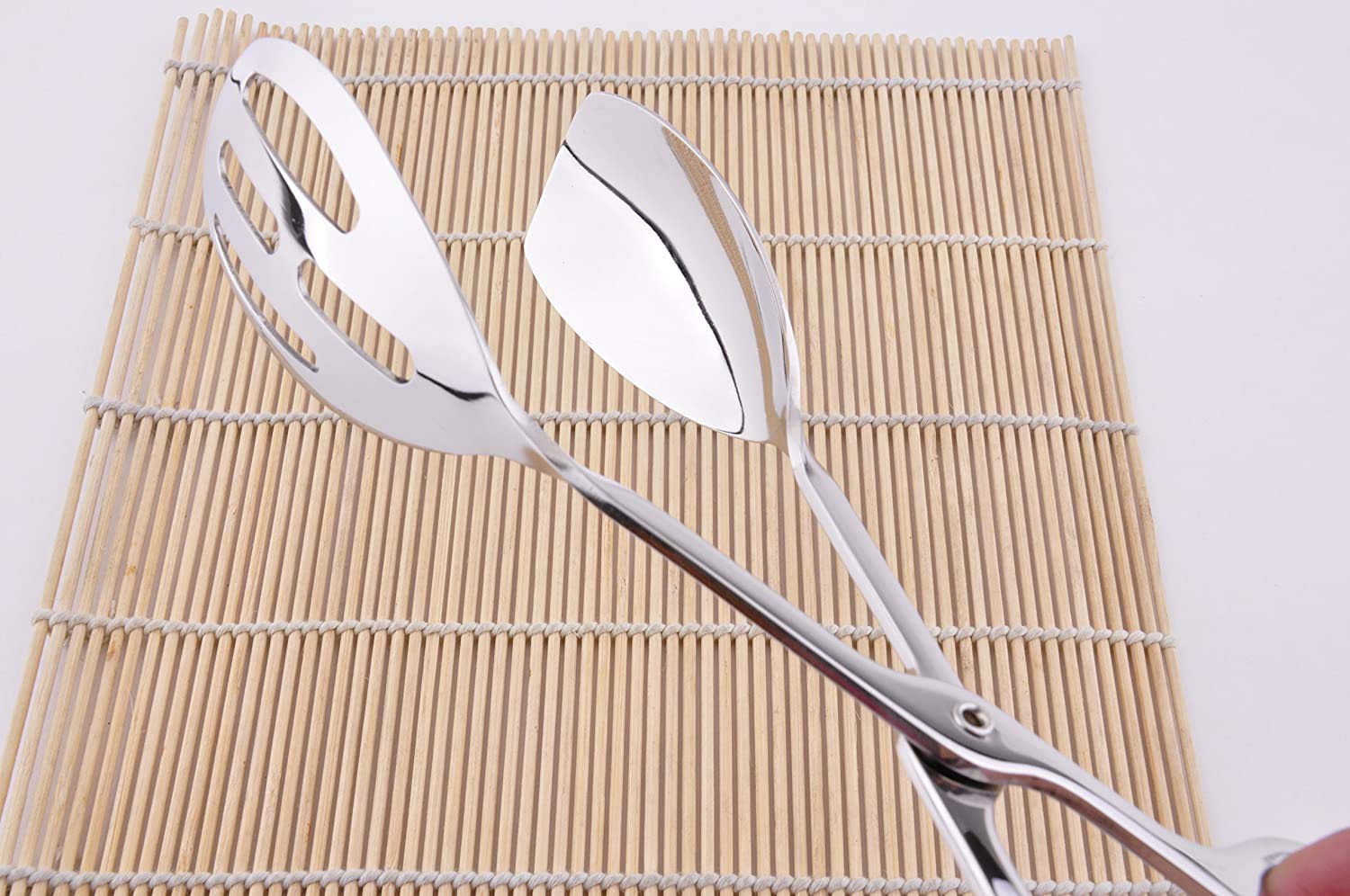 KEBE 2-PACK Serving Tongs for Cooking Buffet Party Catering, Thickening Food Serving Cake Bread Kitchen Salad Tongs, Stainless Steel