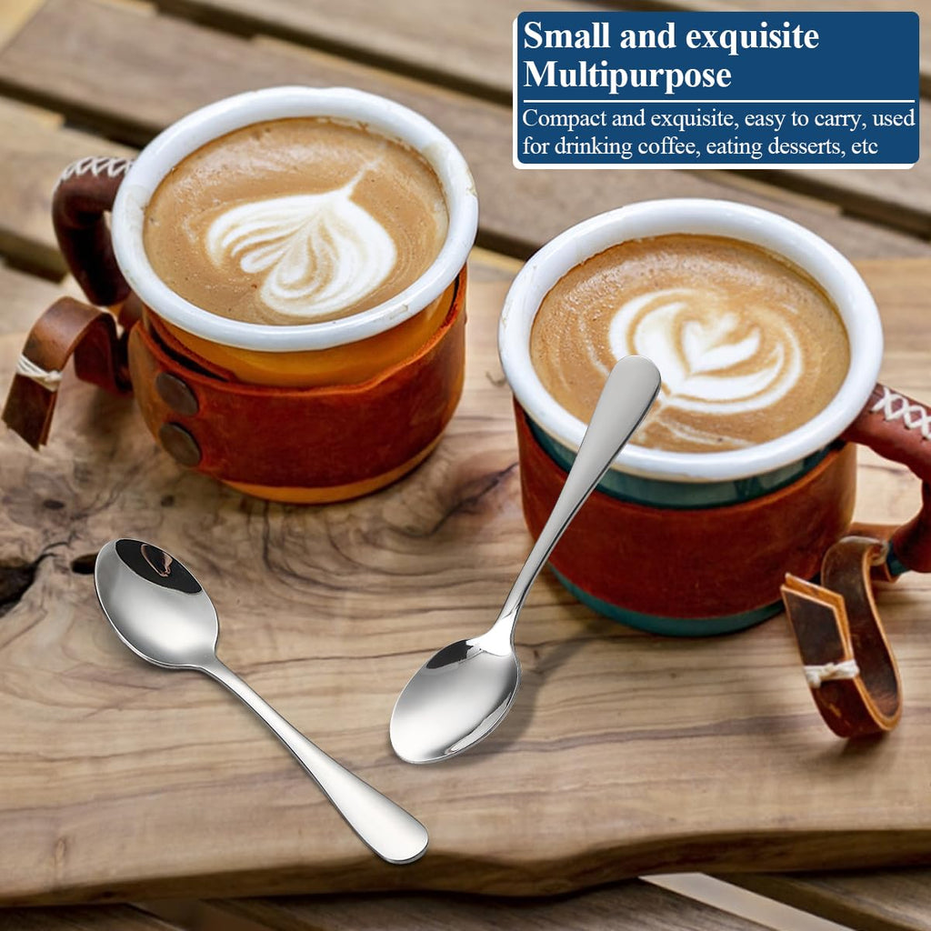 Teaspoons 24 Pieces 14cm, Berglander Stainless Steel Mini Spoons Set for Coffee, Dessert, Ice Cream, Metal Cutlery for Home, Kitchen, Restaurant Café, Party, Wedding