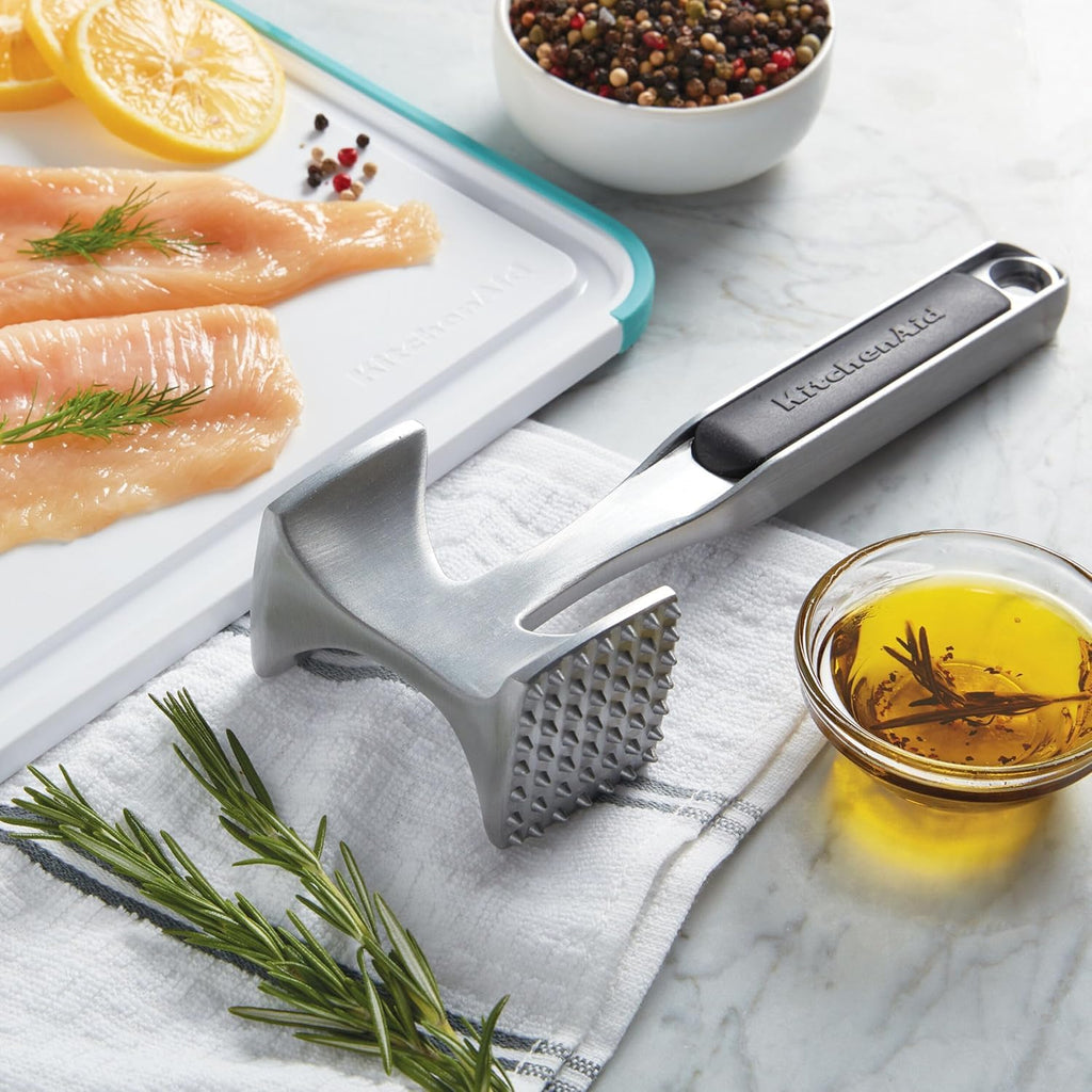 KitchenAid - Meat Tenderizer, Gourmet Meat Tenderizer Hammer with Dual Sides & Ergonomic Handle - Ideal for Chicken, Beef, Pork, Cutlets, Nuts, & More