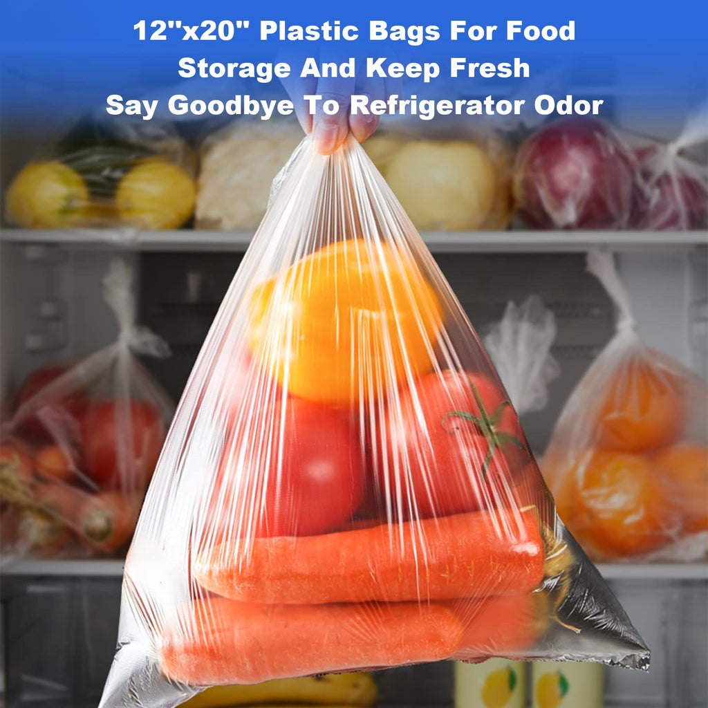 Tapsin 12''x20'' Plastic Produce Bags on a Roll - Clear Plastic Bags for Food, Vegetable, Fruits, Bread, Pet Bags and Grocery Clear Bag- 350 Bags/roll (1 Rolls)