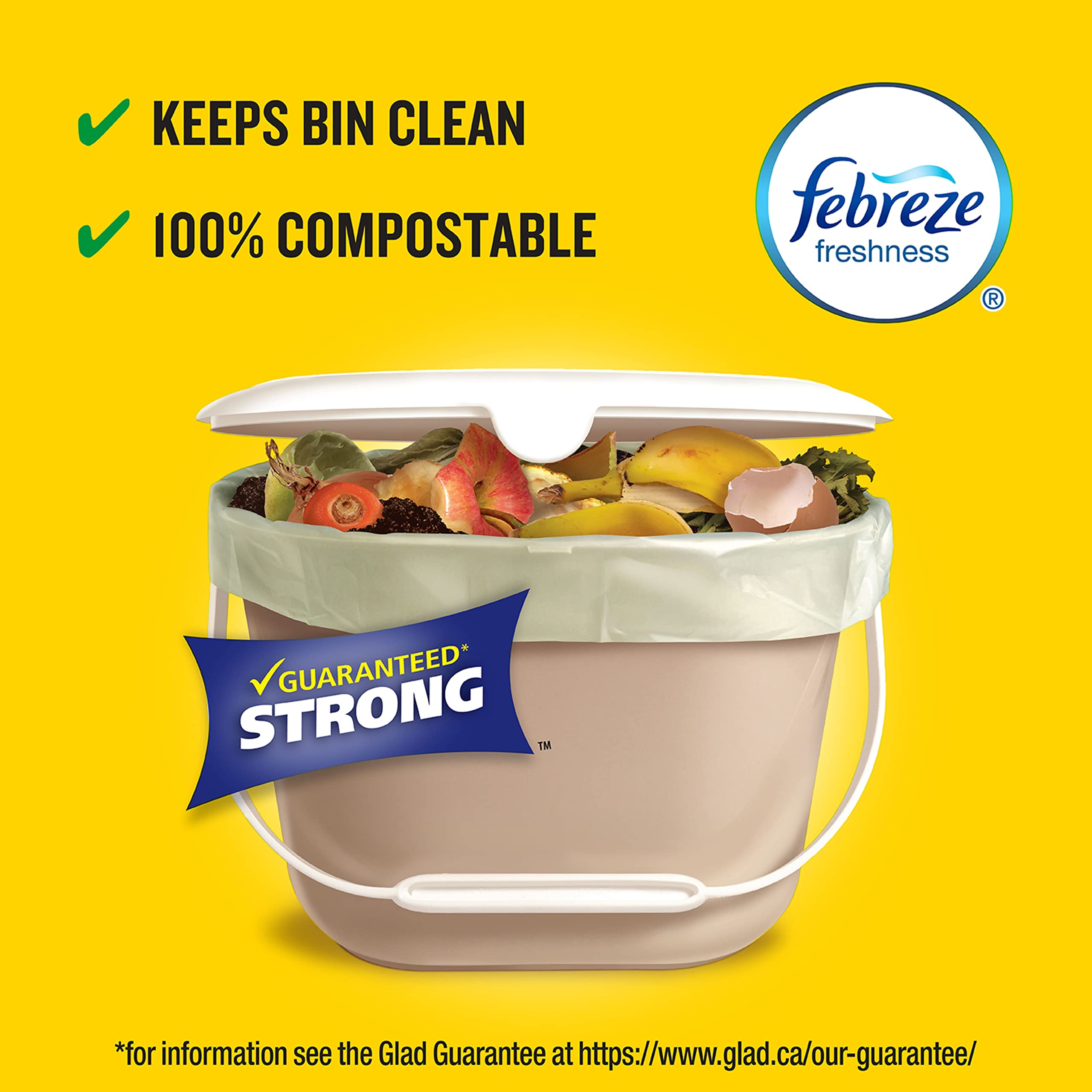 Glad 100% Compostable Bags - Small 10 Litres - Lemon scent 100 Compost Bags