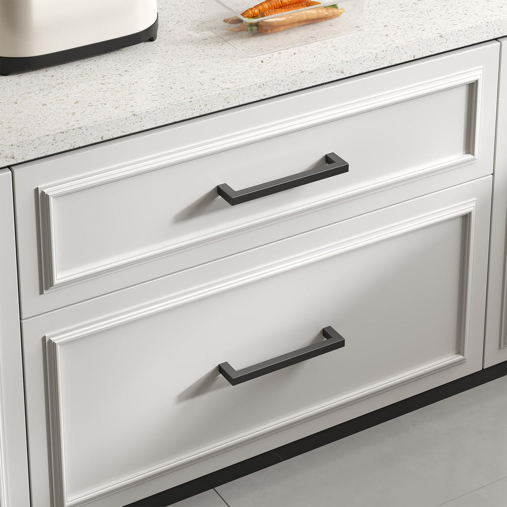 goldenwarm Black Cabinet Handle 5in 10Pack Stainless Steel Modern Drawer Pulls for Kitchen Cupboard| Poignée Armoire Cuisine Noire 5po 10Pièces Acier Inoxydable Moderne Pour Cuisine Salle de Bain