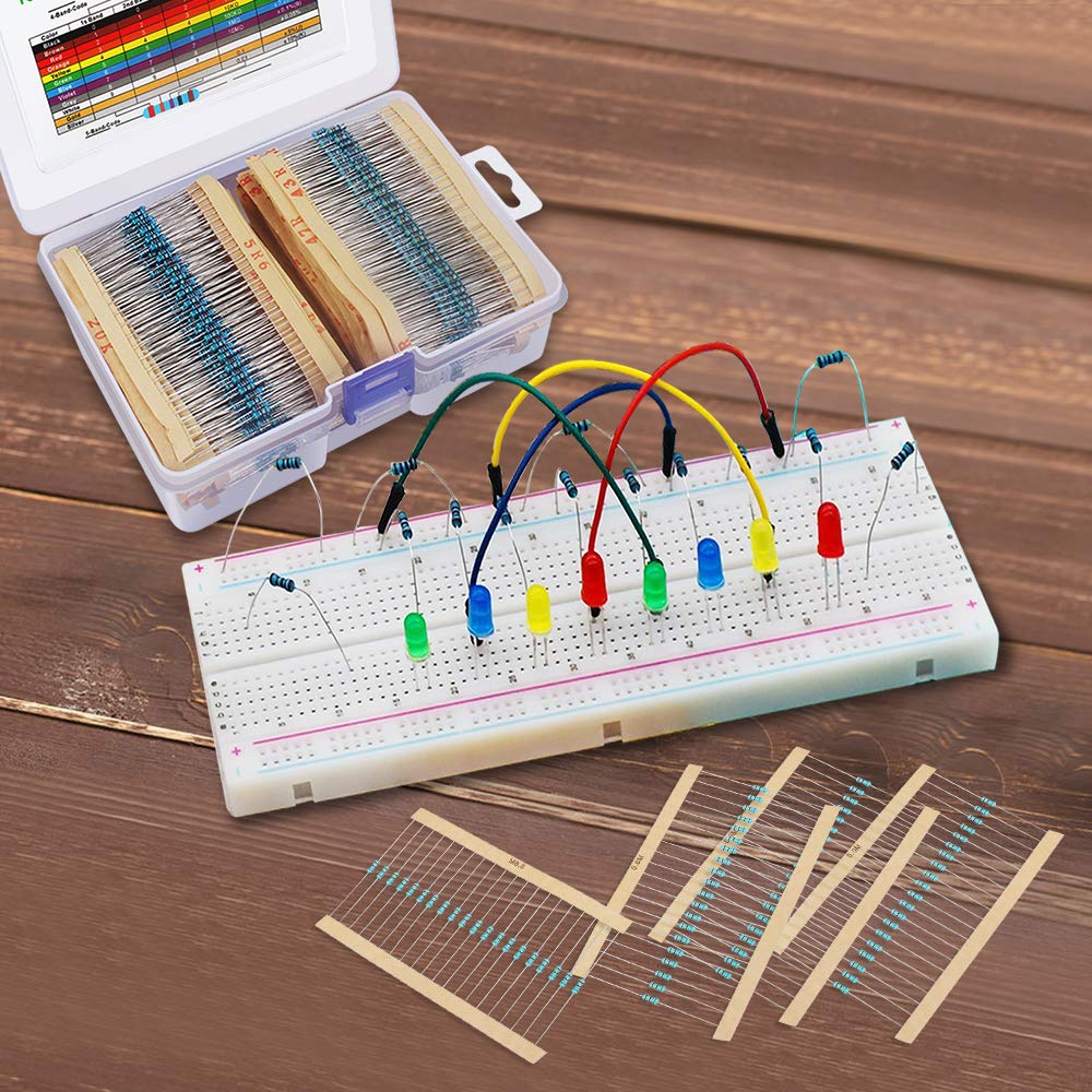 2600 Pieces 130 Values Resistor Kit, 1% Assorted Resistors 1 Ohm-3M Ohm 1/4W Metal Film Resistors Assortment with Storage Box for DIY Projects and Experiments