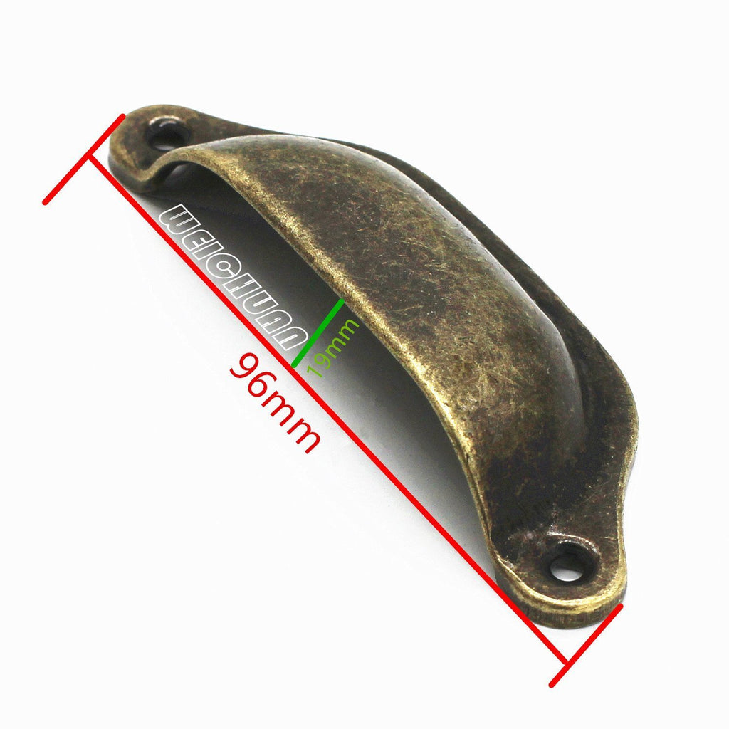 WEICHUAN 20pcs Metal Kitchen Cabinets Furniture Wardrobe Medicine Handle Vintage Drawer Knobs Pulls /lot Antique Bronze (Length: 96mm Width: 30mm)