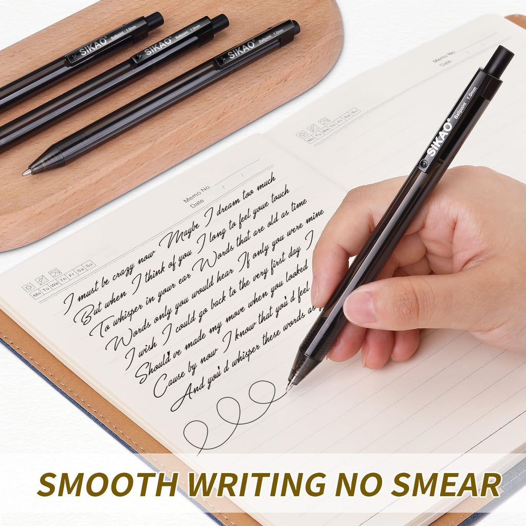 Black Pens Bulk, 60Pack Ballpoint Pens for Smooth Writing Pens No Smear, Black Ink Pens Medium Point 1.0mm, Retractable Click Ball Point Server Pens, School Office Supplies