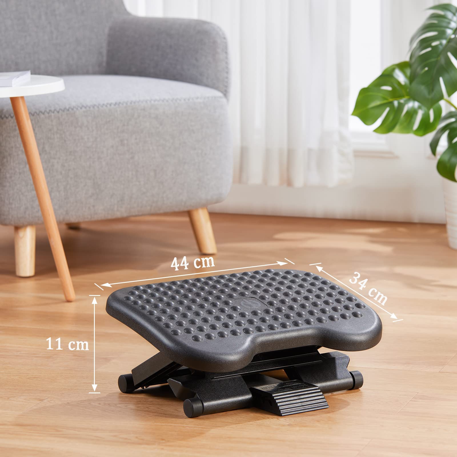 HUANUO Adjustable Footrest Under Desk - Ergonomic Foot Rest with 3 Height Position - 30 Degree Tilt Angle Adjustment for Home, Office, Non-Skid Massage Surface Texture Improves Comfort