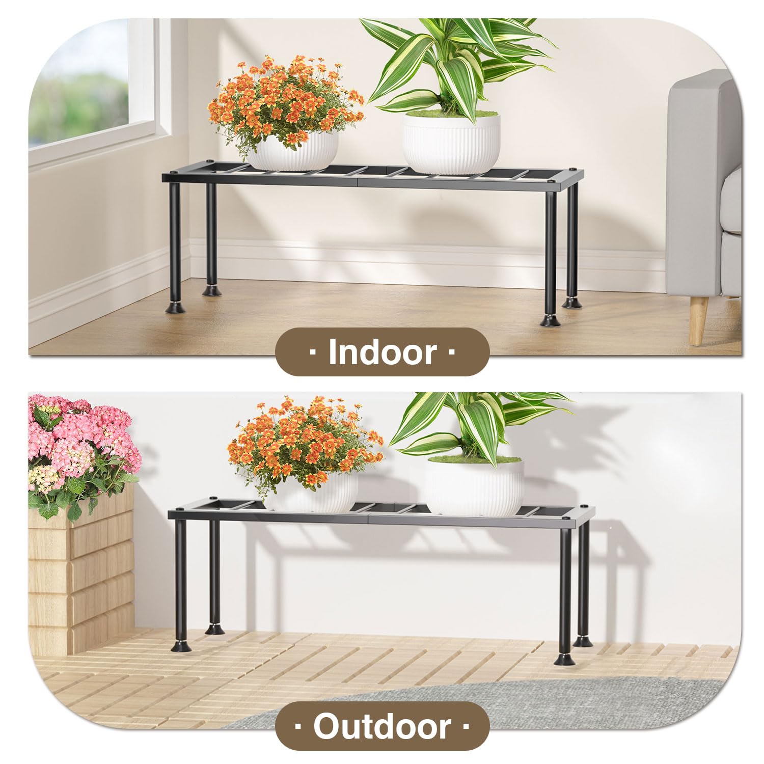 Josmimic 1 Tier Plant Stand - Ladder Plant Holder - Metal Plant Shelf Multiple Flower Pot Holder Flower Pot Holder for Indoor Corner Clearance Outdoor Outside Courtyard.