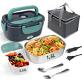 Electric Lunch Box Food Heater, 80W Portable Warmer for Car Truck Work with 304 Stainless Steel Container, 12V/24V/110V Green Heated Lunch Box Suitable for Ideal Driver/Work/Gift