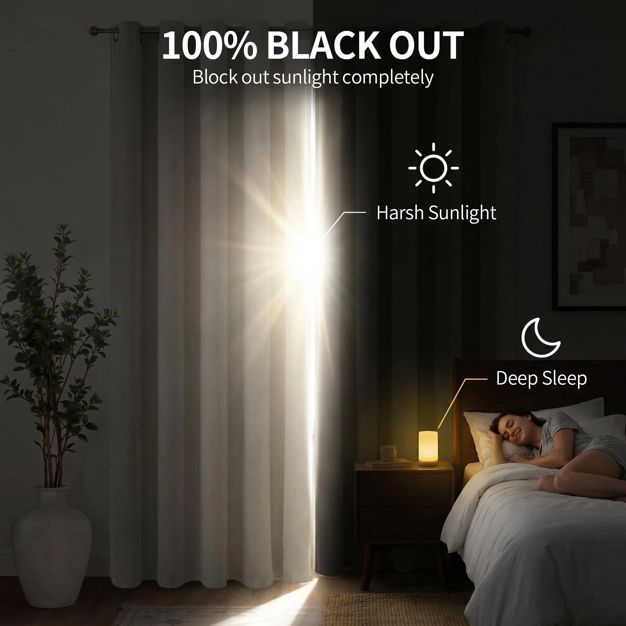 YoungsTex Blackout Curtains for Bedroom - Linen Curtains 84 Inches Long Thermal Insulated Light Blocking Grommet Window Drapes for Living Room, 2 Panels, 52x84 Inch