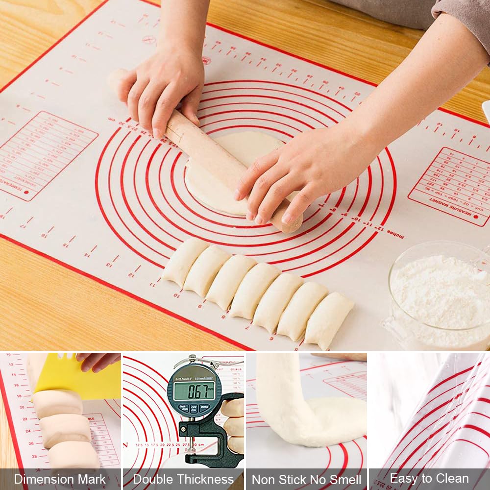 Silicone Baking Mats, Cookie Cutters, Pastry Cutter, Dough Scraper, Stainless Steel Dough Blender & Biscuit Cutter Set, Dough Cutter Baking Pastry Mat Dough Blender Tools (5 Pcs/Set)