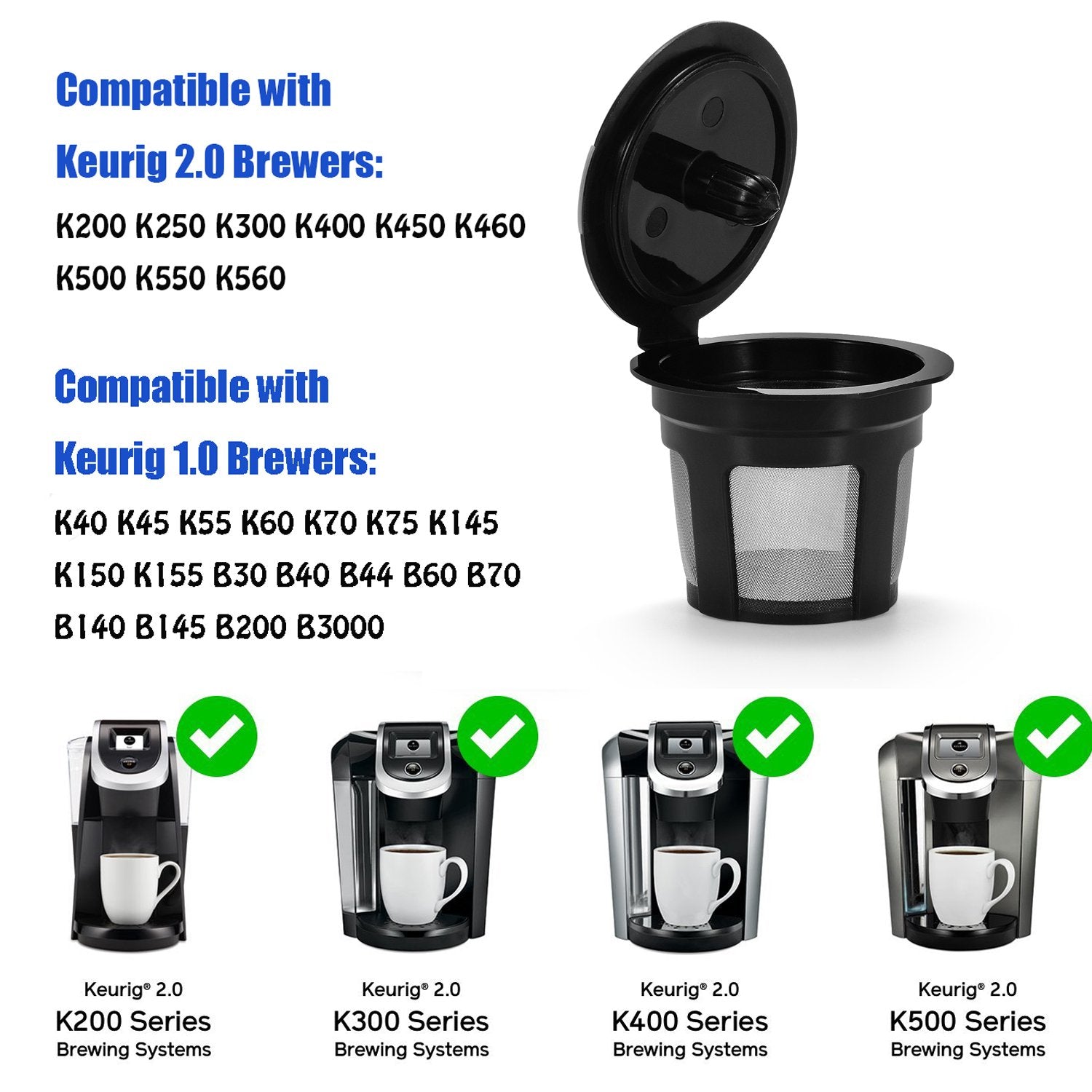 STYDDI Reusable K Cups for Keurig, 6-Pack Refillable Coffee Filter Pods for Keurig 1.0 and 2.0 Brewers with Cleaning Brush