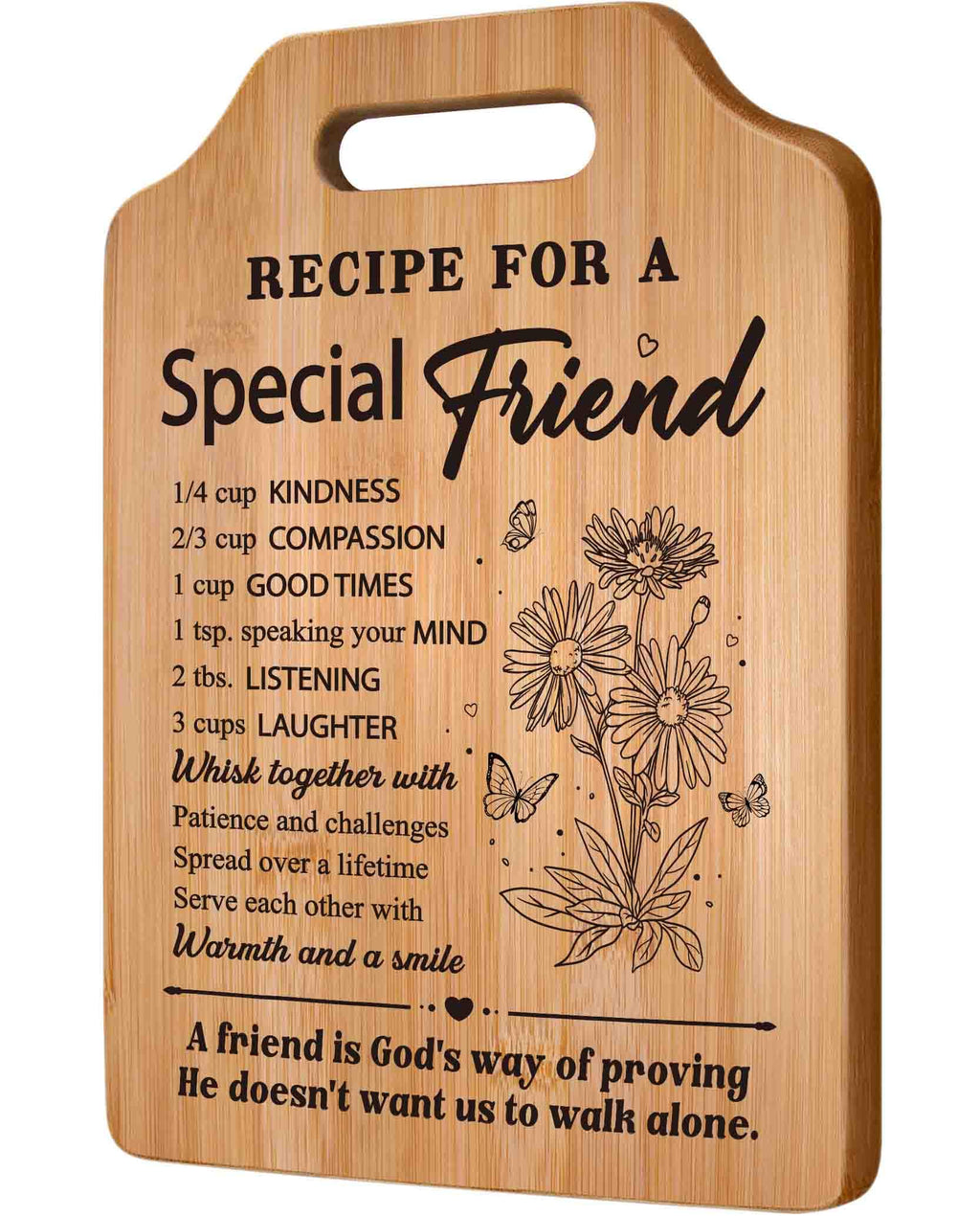 Milcier Friend Gifts for Women, Best Friend Birthday Gifts for Women, Recipe Cutting Board for Bestie, BFF, Friendship Christmas Birthday Present for Woman