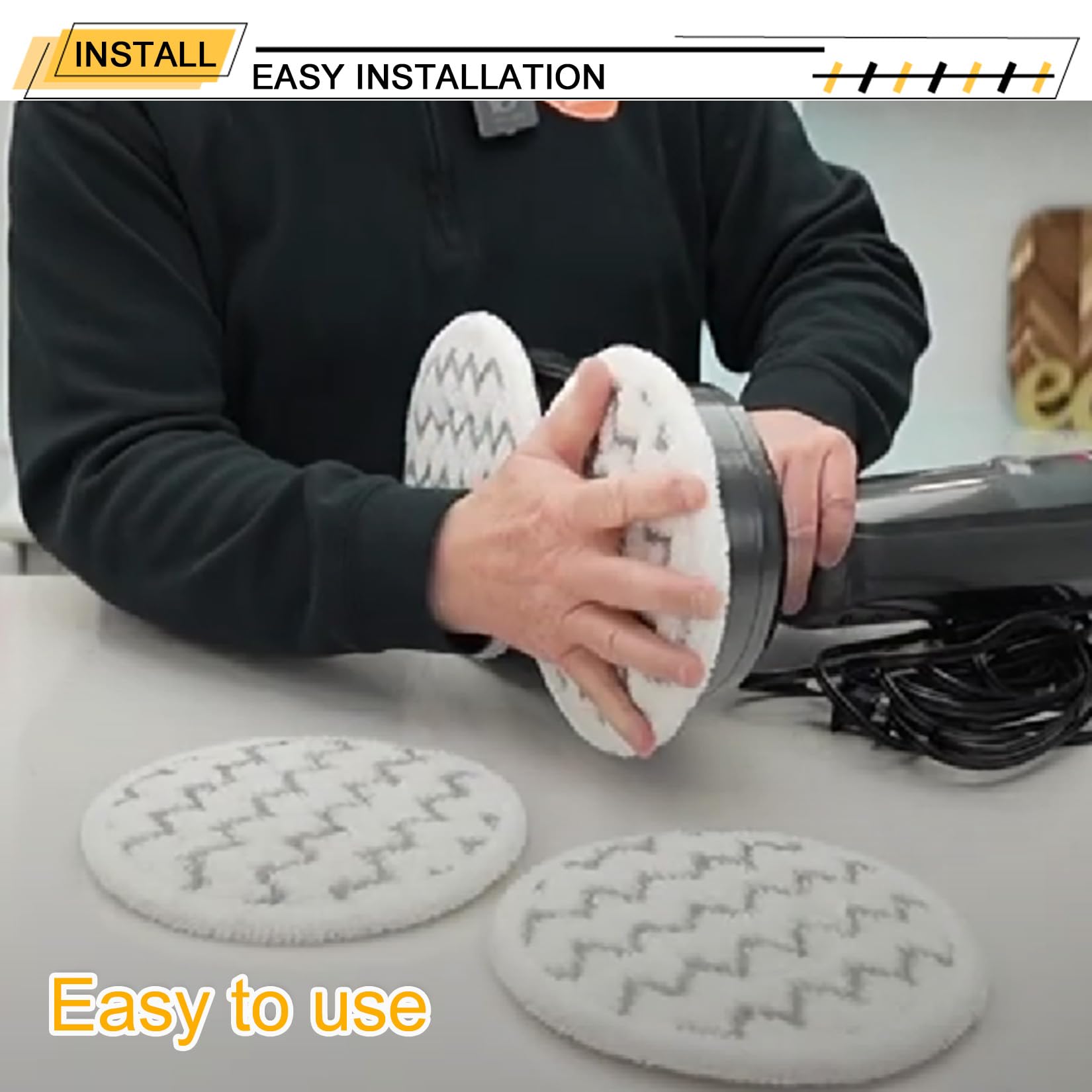 (6 Pack) 3897A Replacement Mop Pads ，Compatible with Bissell SpinWave SmartSteam 3897A/3712C/3712W， Washable Microfiber Scrubbing Pads for Hard Floor Cleaning