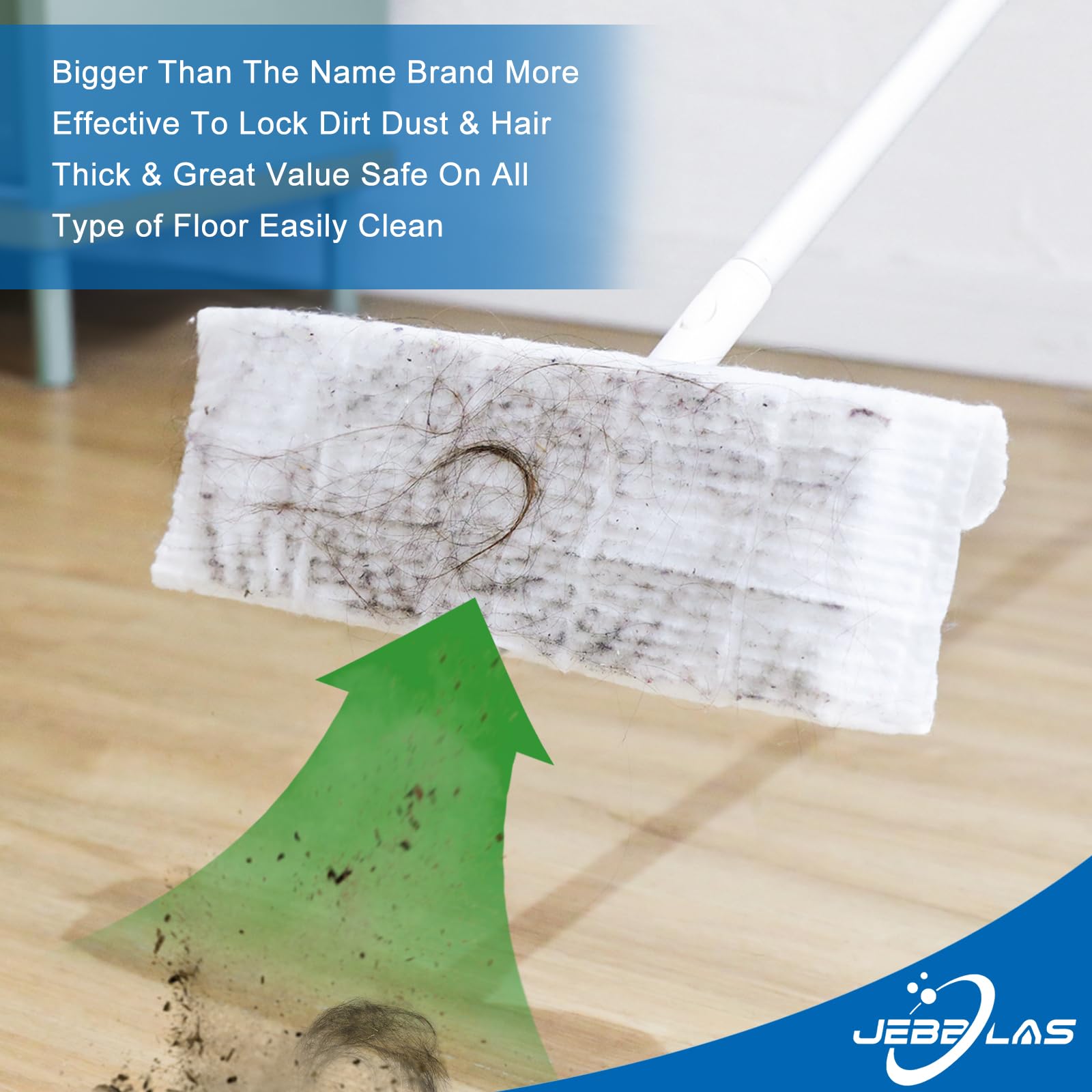 JEBBLAS Disposable Mop Cloth Dry Sweeping Pad for Floor Mop Sweeping Cloths Multi Surface Refills, Pack of 120 Refills