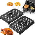 Air Fryer Grill Pan for Ninja Air Fryers, 2 Packs Replacement Air Fryer Crisper Plate Grill Plate Tray Accessories with Rubber Bumpers for Ninja Foodi DZ201 DZ100, Dishwasher Safe