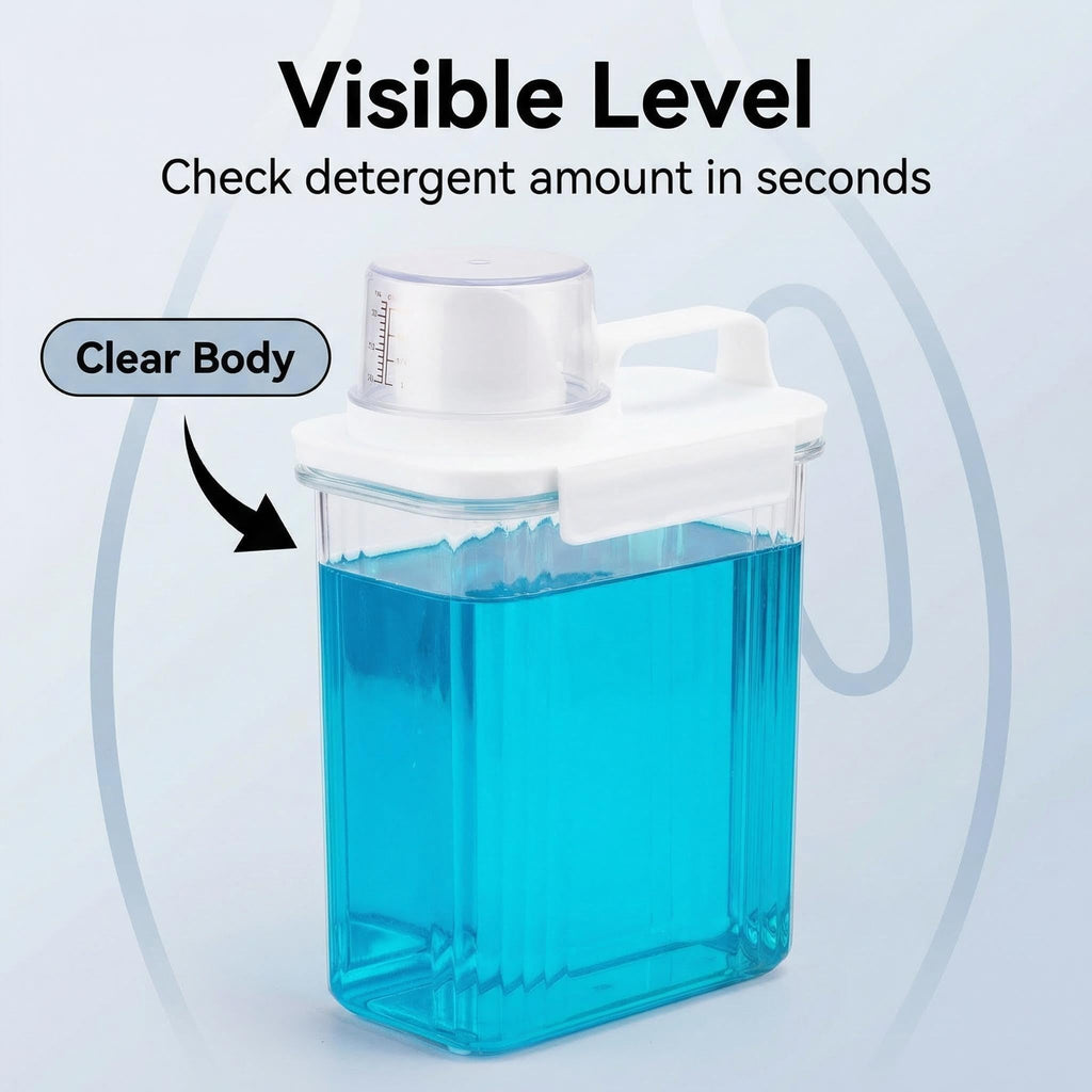 Bikkii Laundry Detergent Dispenser-1 Pack, 71 oz Detergent Dispenser with 4 Removable Labels, Laundry Soap Dispenser for Laundry Room Organization and Storage, BPA Free & PET Plastic Clear