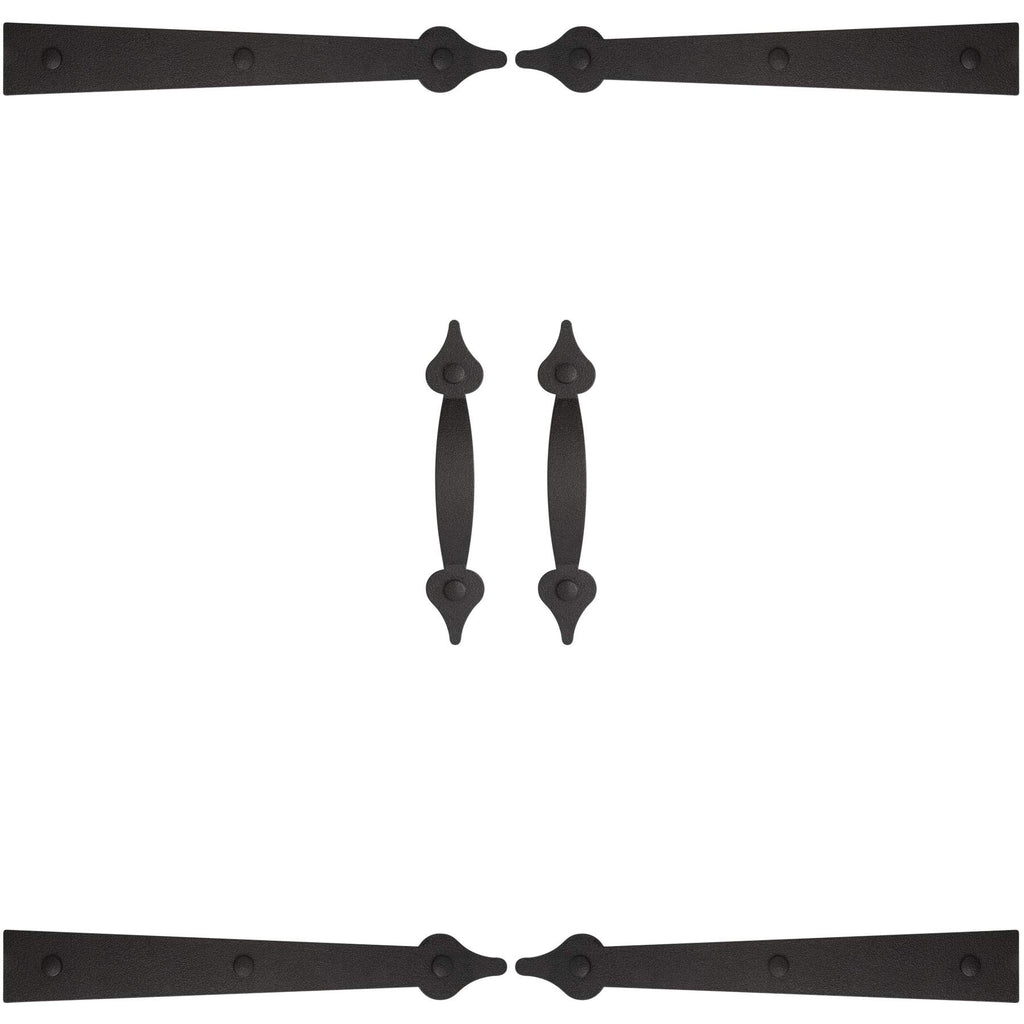 HILLMASTER Decorative Magnetic Garage Door Hinges Hardware, 6 Pieces Garage Door Accents Attractive Curb Appeal Faux Hinges Handles Decor Hardware Kit, Black(4 Hinges+2 Handles)
