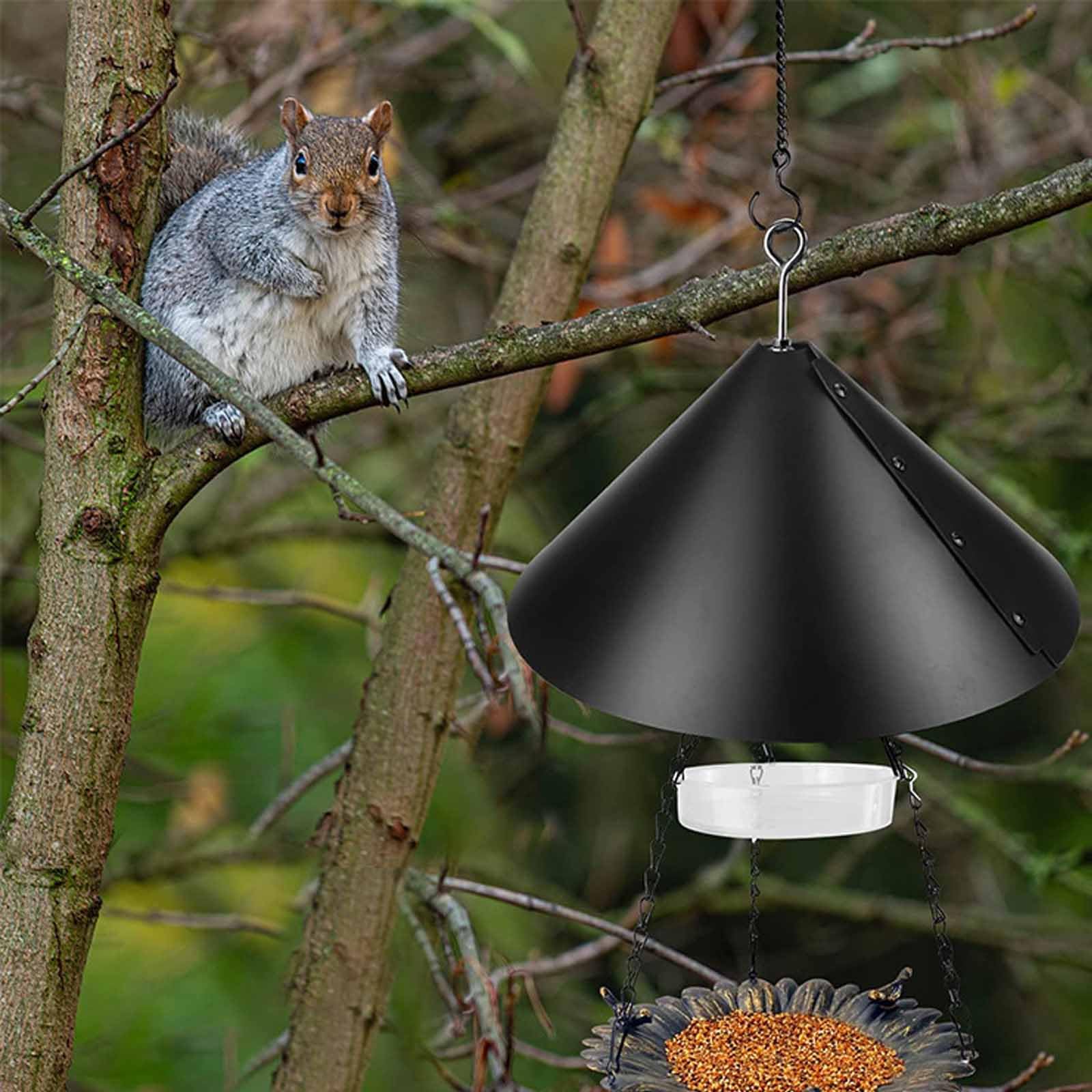 LinamHoz Squirrel Baffle for Bird Feeder Pole, Anti-Squirrel Guard Stopper for Outdoor Bird Feeders Squirrel Proof (Black Pole Style)
