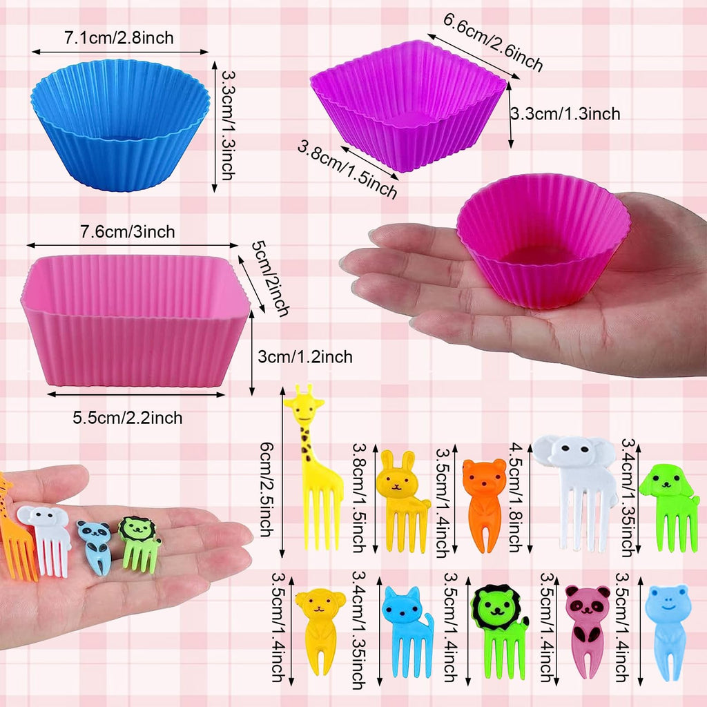 60 Pcs Silicone Lunch Box Dividers bento Box Accessories Silicone Cupcake Liners,Bento Lunch Box Dividers with Food Picks for Lunch Containers