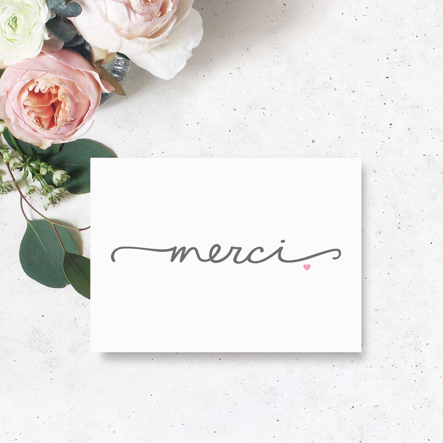 Merci Thank You Note Card Pack / 36 Merci Greeting Cards With White Envelopes / 4 7/8" x 3 1/2" All Occasion Appreciation Blank Cards/Made In Canada