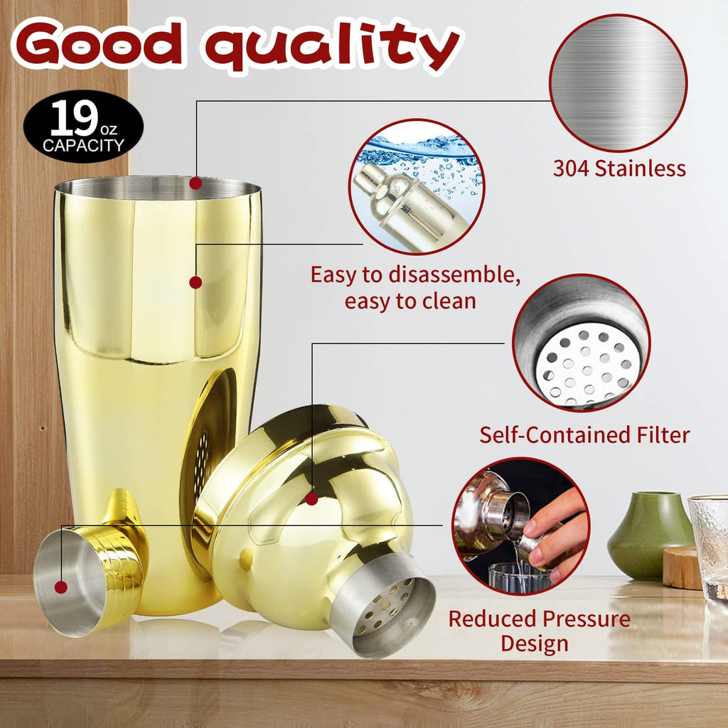 OBALY Bartender Kit 11-Piece Cocktail Shaker-Muddler for Cocktails 25oz Boston Shaker-Bar Accessories with Stylish Bamboo Stand Mix Drink Shaker kit Perfect Martini kit with Cocktail Recipes Booklet
