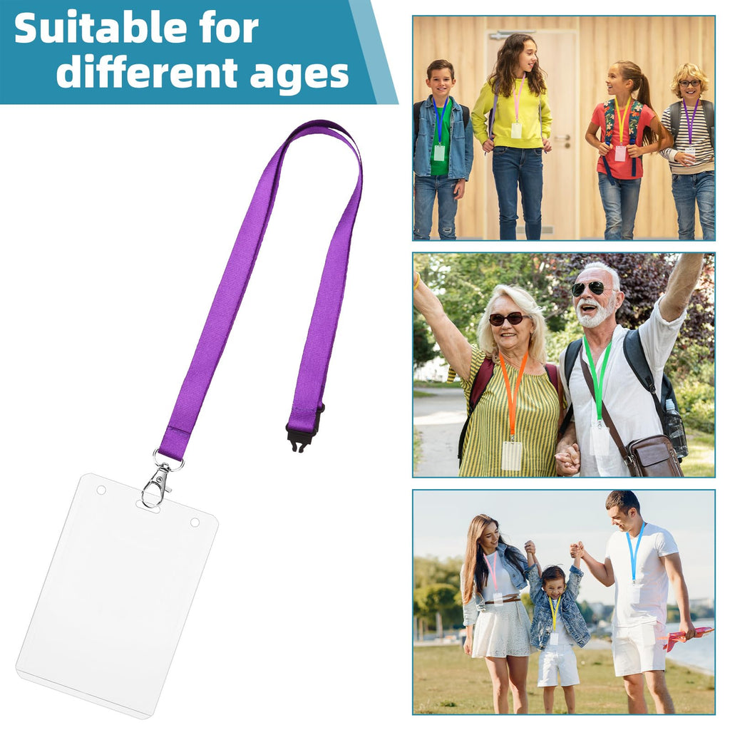24 Pack Colorful Lanyards with 24 ID Card Name Badge Holders Breakaway Lanyard for Card Holders Quick Release Lanyards with Safety Breakaway Clip and Oval Clasp for ID Card Events Office Schools
