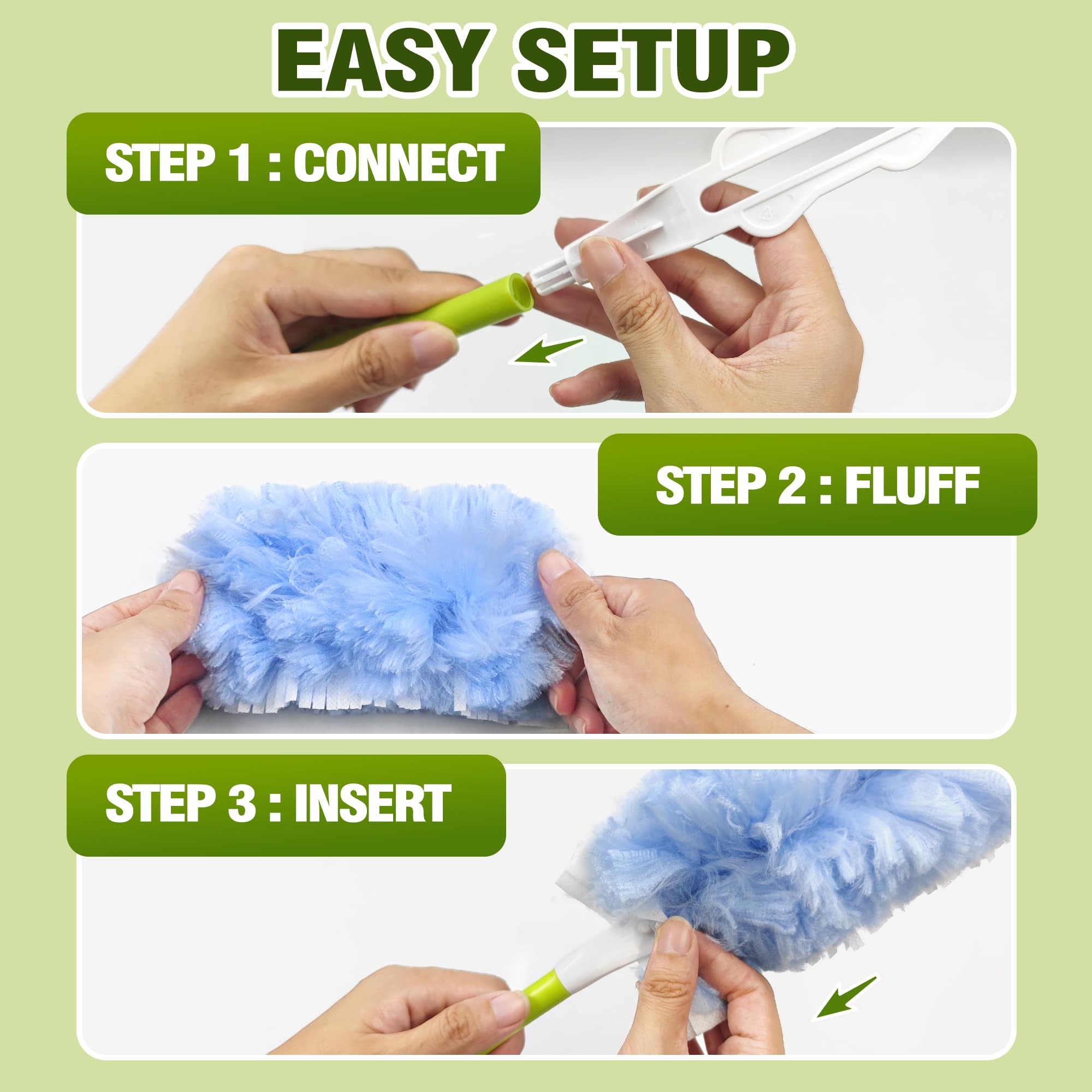 DALIPER Heavy Duty Duster Refills Compatible with Swiffer, Duster Kit with 30 PCS Refills & 1 Handle, 360° Dusters with 4X Microfibers for Dusting Ceiling Fans, Electronics, Furniture, Blinds