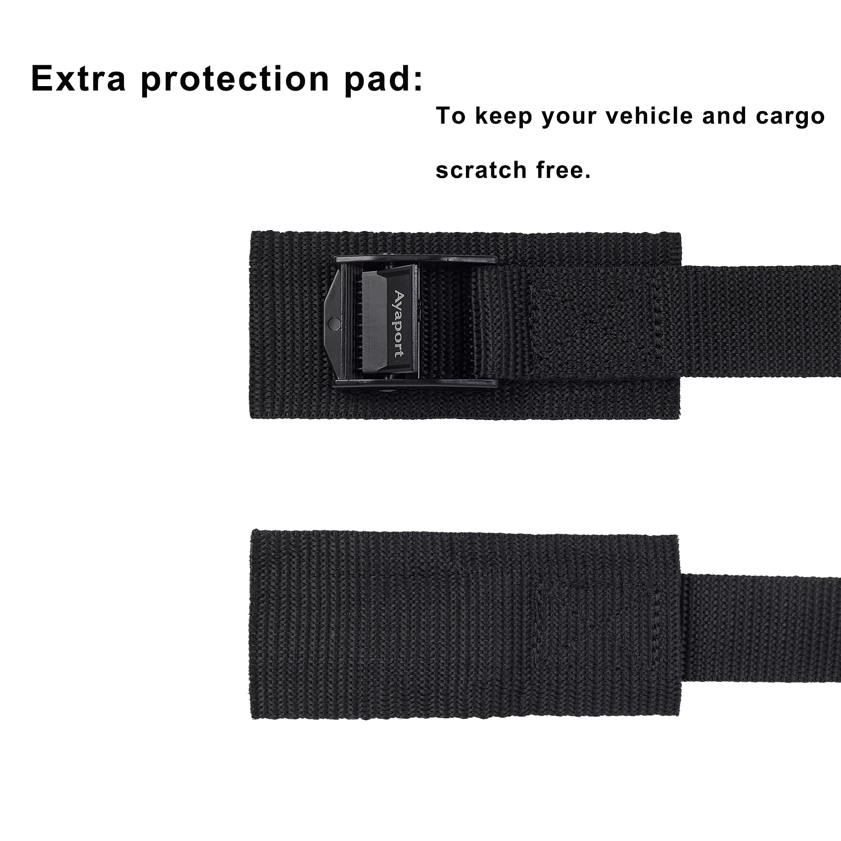 Ayaport Lashing Straps with Buckles Adjustable Cam Buckle Tie Down Cinch Strap for Packing Black 4 Pack (0.75'' x 48'')