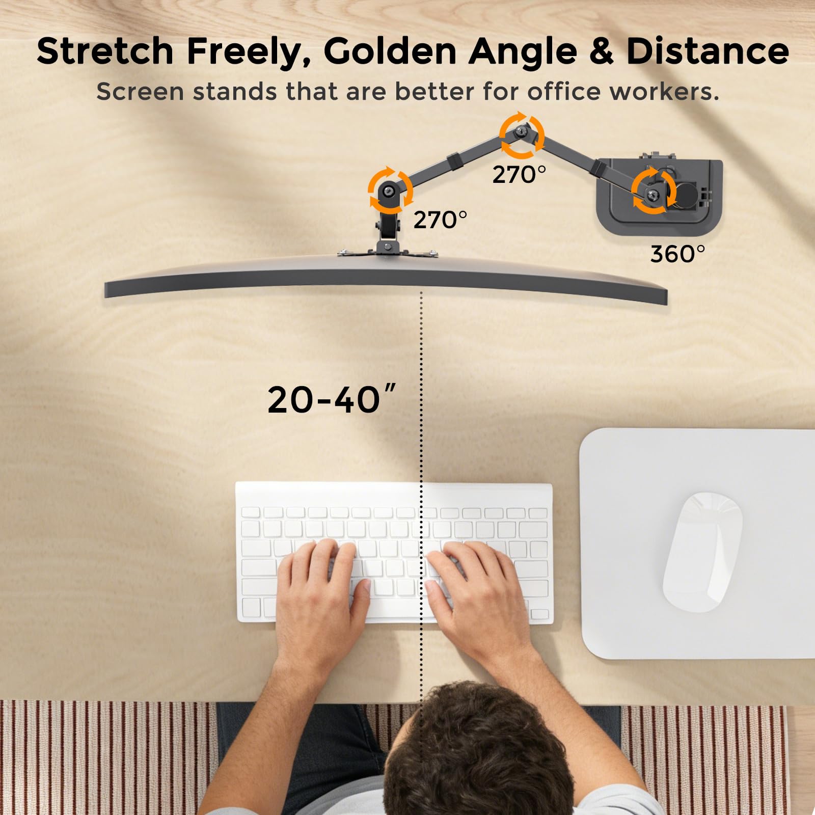 Pholiten Single Monitor Arm,Single Monitor Desk Mount,Adjustable Monitor Mount for 32inch Screen,Holds Up to 22lbs,100x100 Vesa Monitor Stand